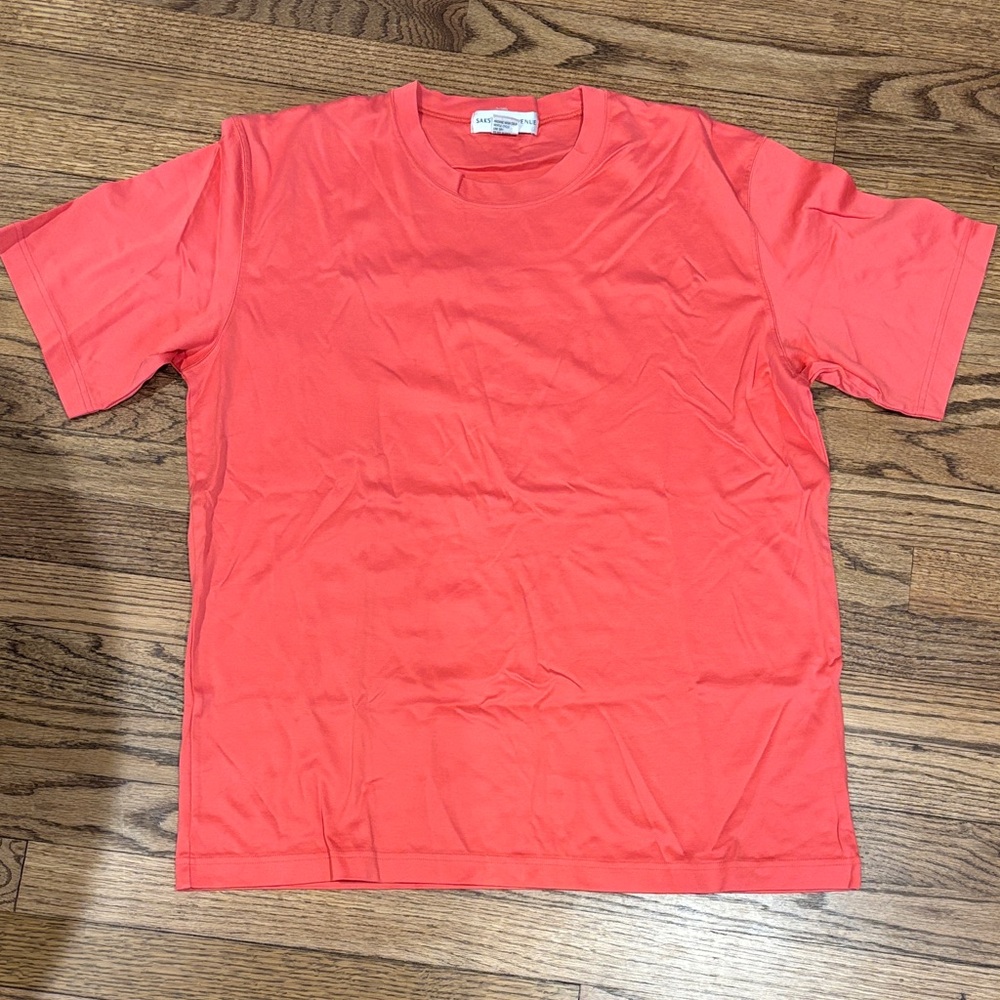 Saks Fifth Avenue Men's Coral Crewneck Short Sleeve Tee L